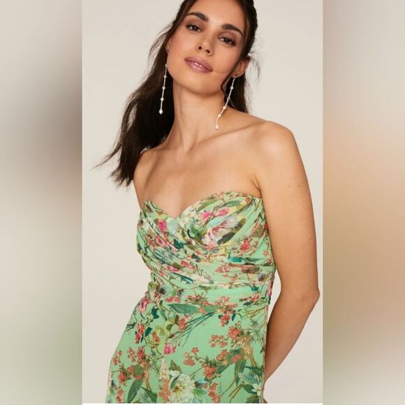 JAY GODFREY Lydia Romper Size 8 Floral Kelly Green Strapless Feminine Shorts - Picture 8 of 10